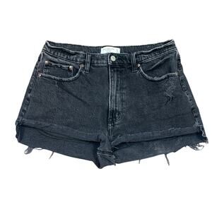 Abercrombie & Fitch The Mom Short High Rise Black Curve Love Cut-Off Jean Shorts